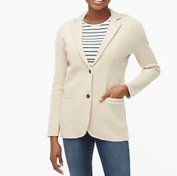 J. Crew Sweater Blazer Cream Ponte Knit Classic Stretch XS Professional - Picture 2 of 16